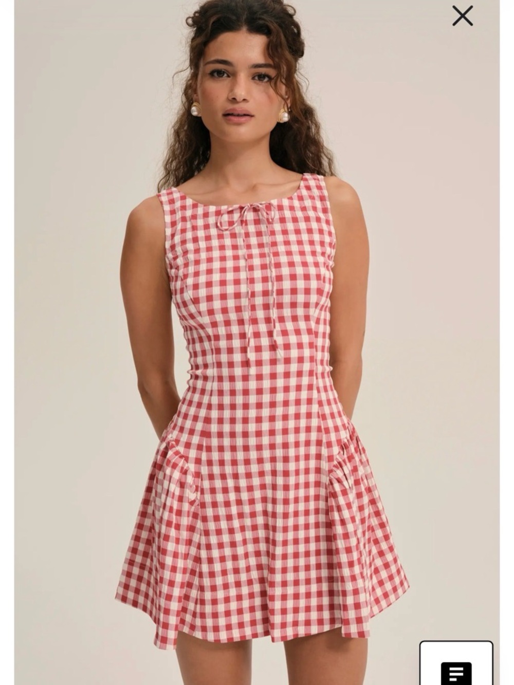 For Love & Lemons Scotch Bonnet Mini Dress Red Gingham Medium